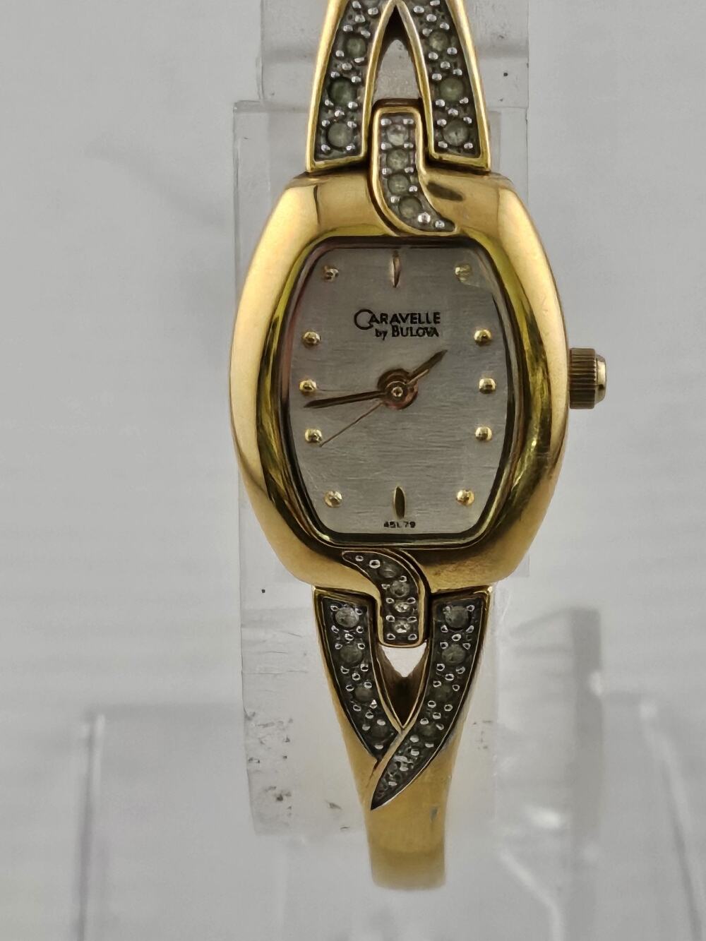Ladies Caravelle By Bulova Watch 45L79 Crystal Accent New Battery Runs